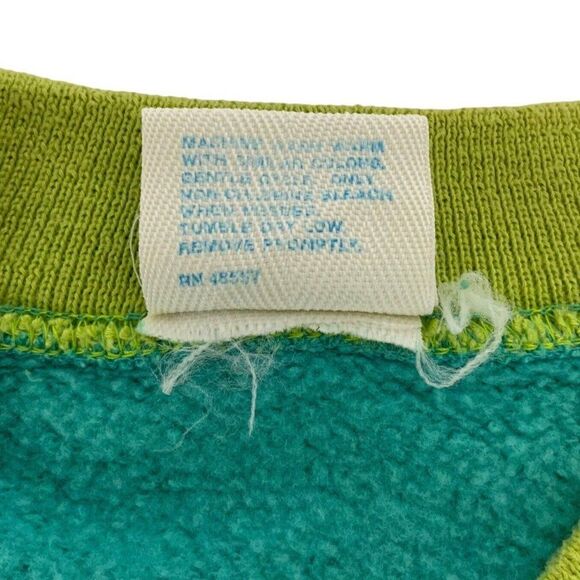 Vtg 90s Crewneck Sweatshirt Mens Large Lime Turquoise Color Block Stripe Mervyns - Picture 4 of 7